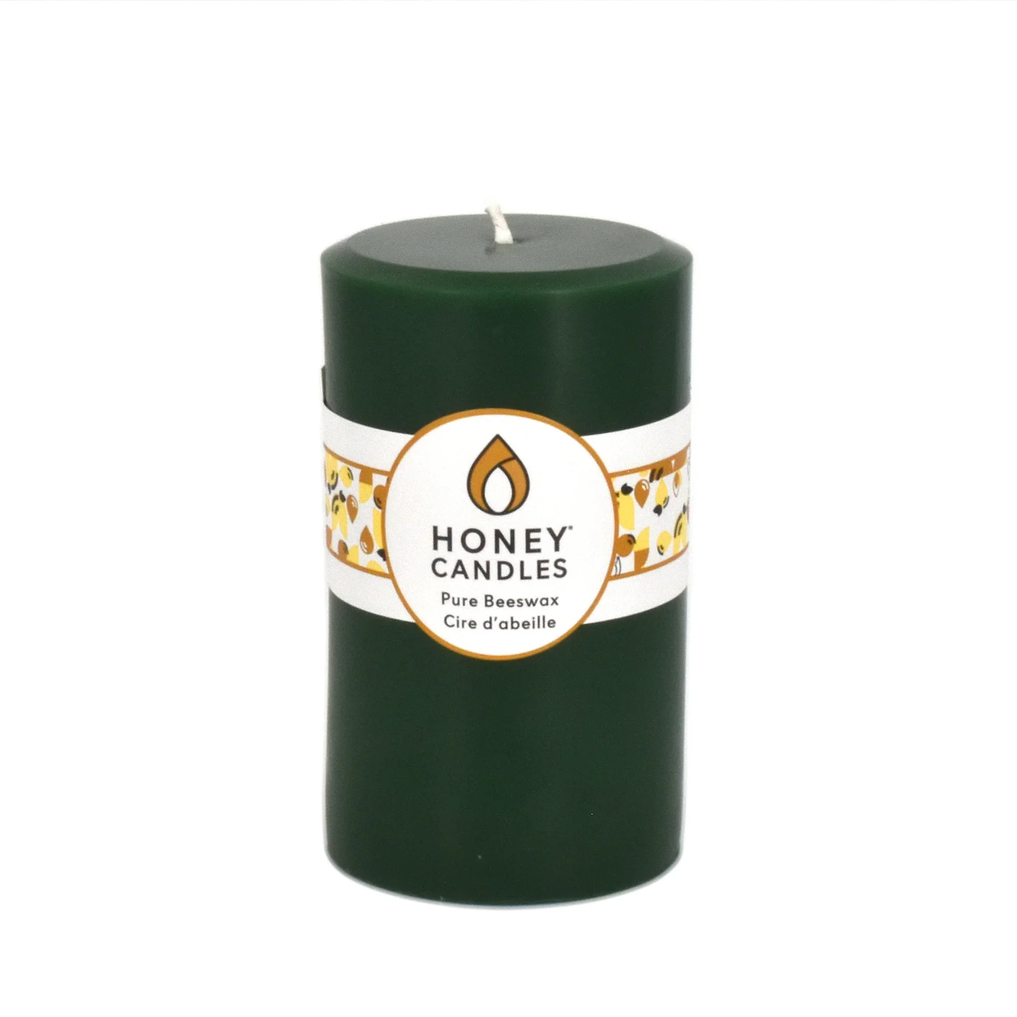 Honey Candles - 5" Round Pillar Forest Green