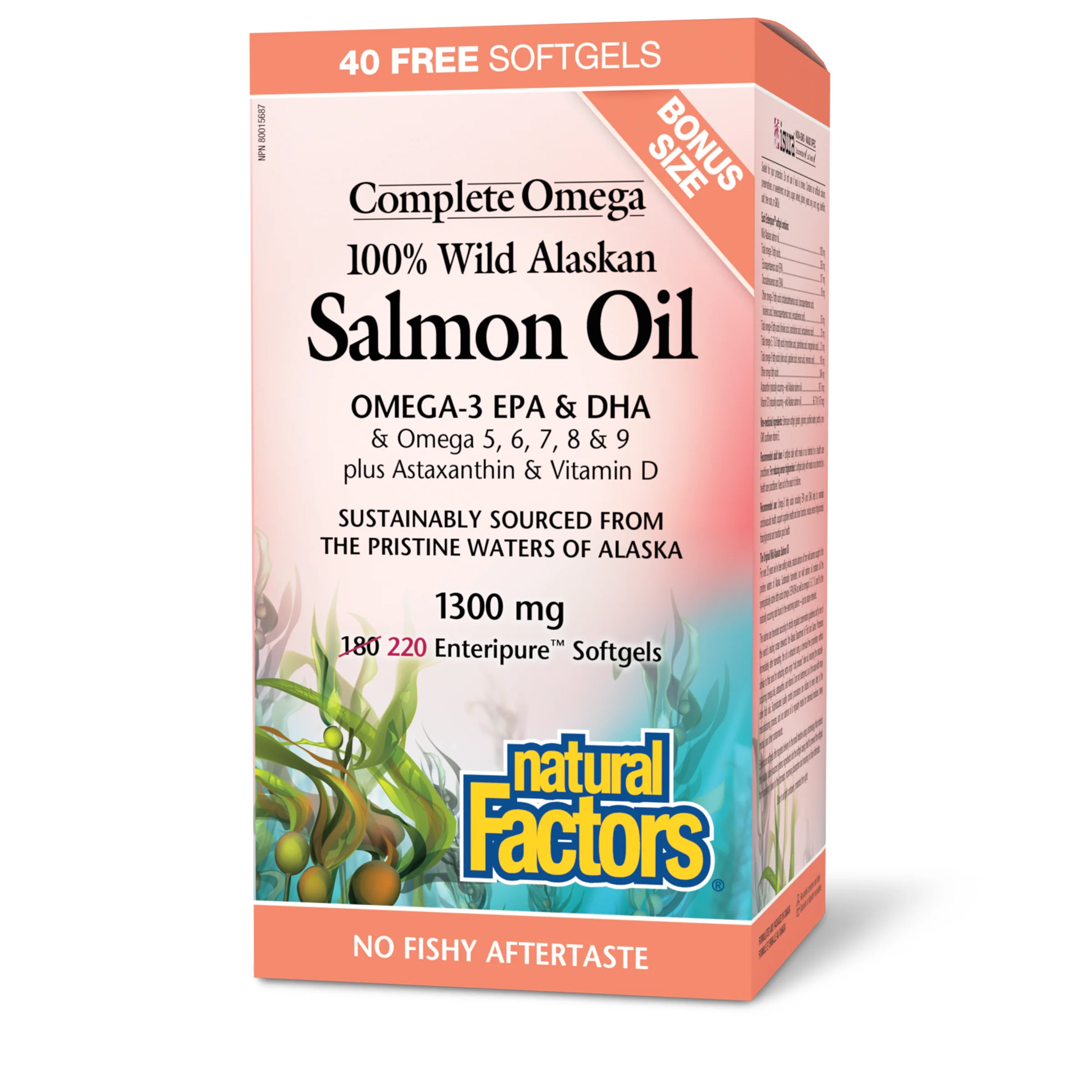 Natural Factors - 100% Wild Alaskan Salmon Oil - 1300 mg - Bonus Size - Image 2
