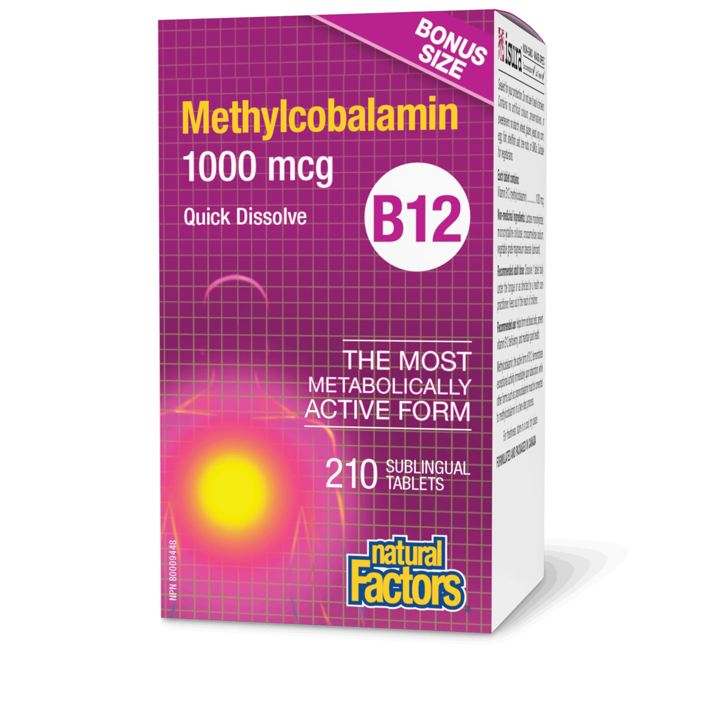 Natural Factors - B12 Methylcobalamin - 1000 mcg - Bonus Size