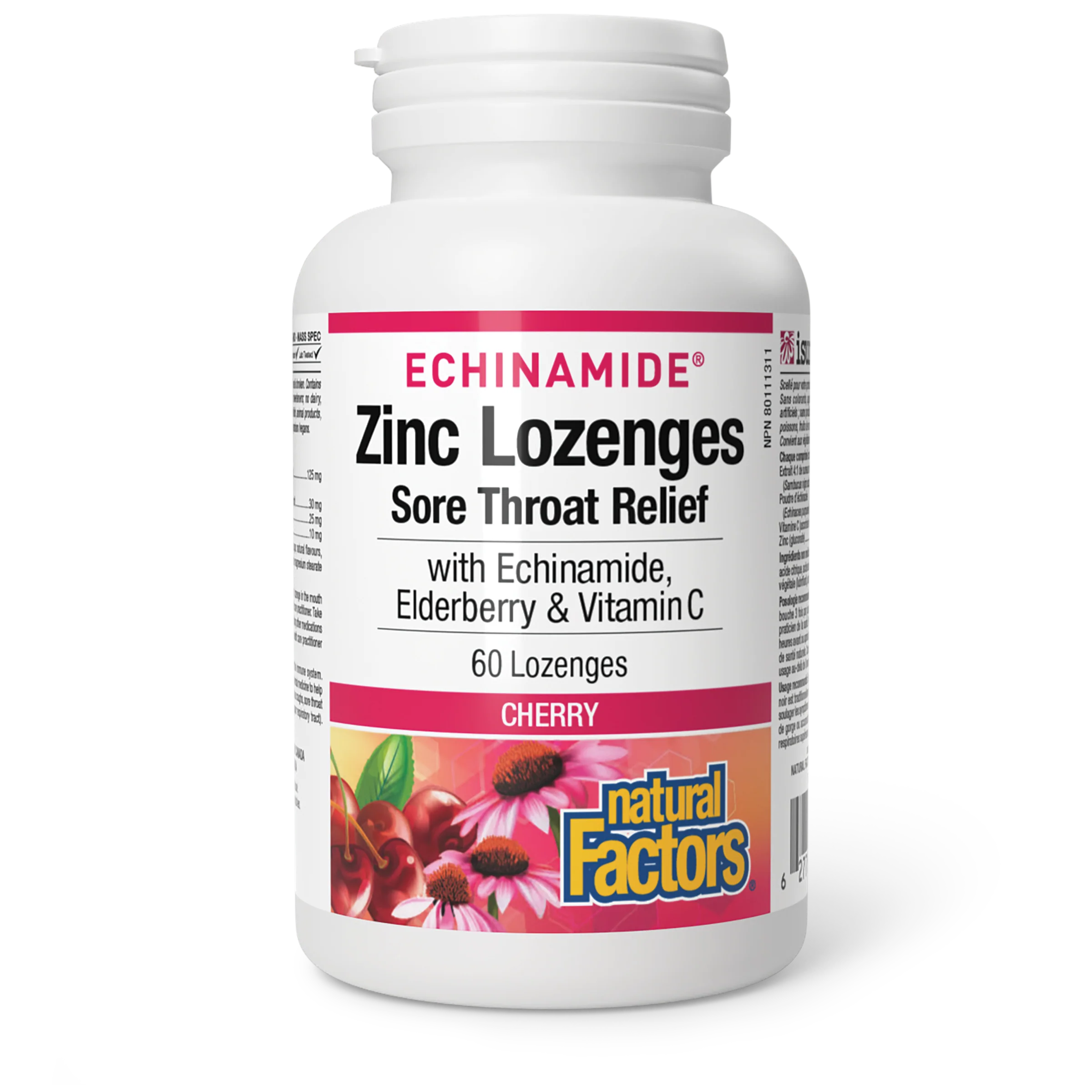 Natural Factors - Echinamide Zinc Lozenges Sore Throat Relief - Cherry - Image 2
