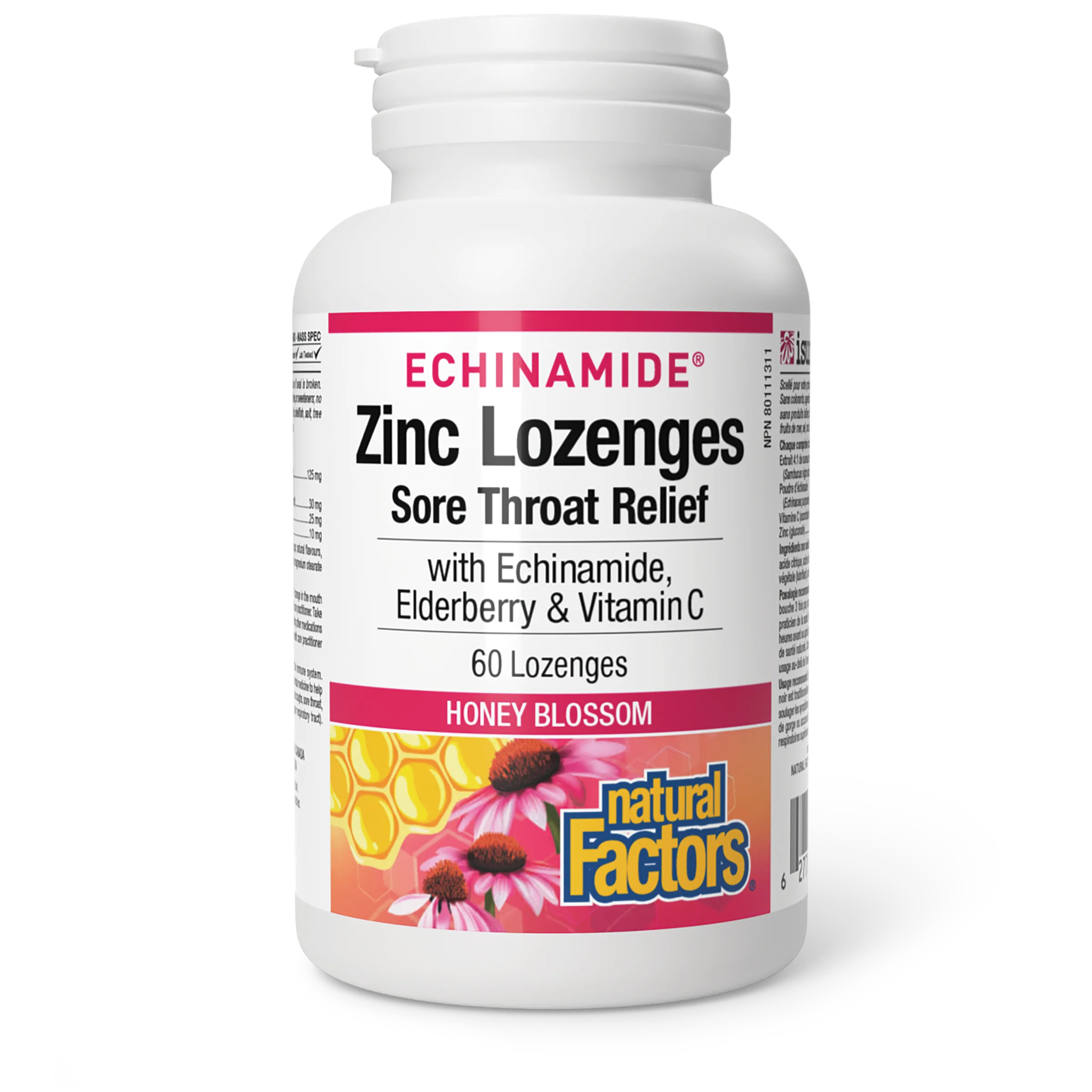Natural Factors - Echinamide Zinc Lozenges Sore Throat Relief- Honey Blossom - Image 2