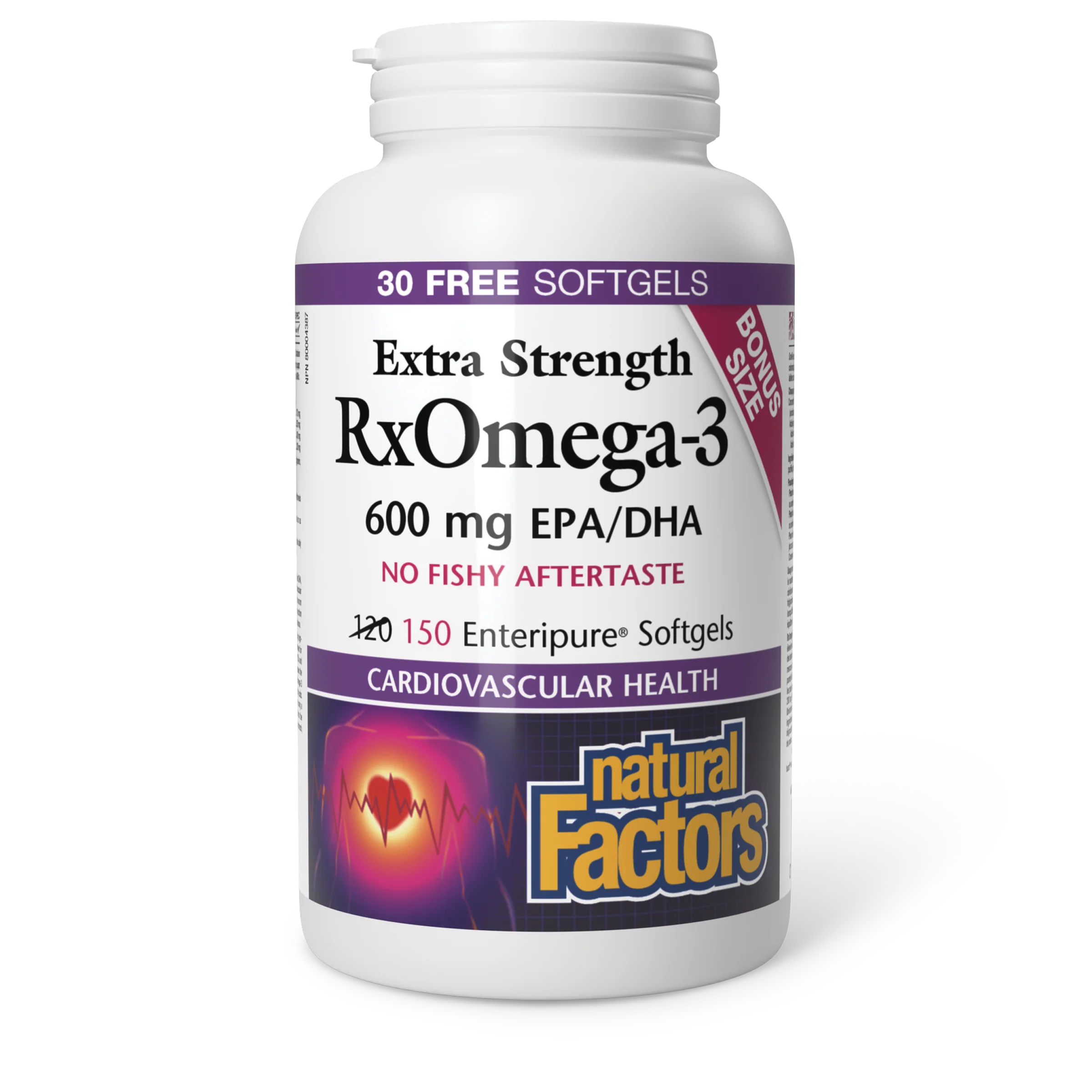 Natural Factors - RxOmega-3 Extra Strength 600mg - Bonus Size