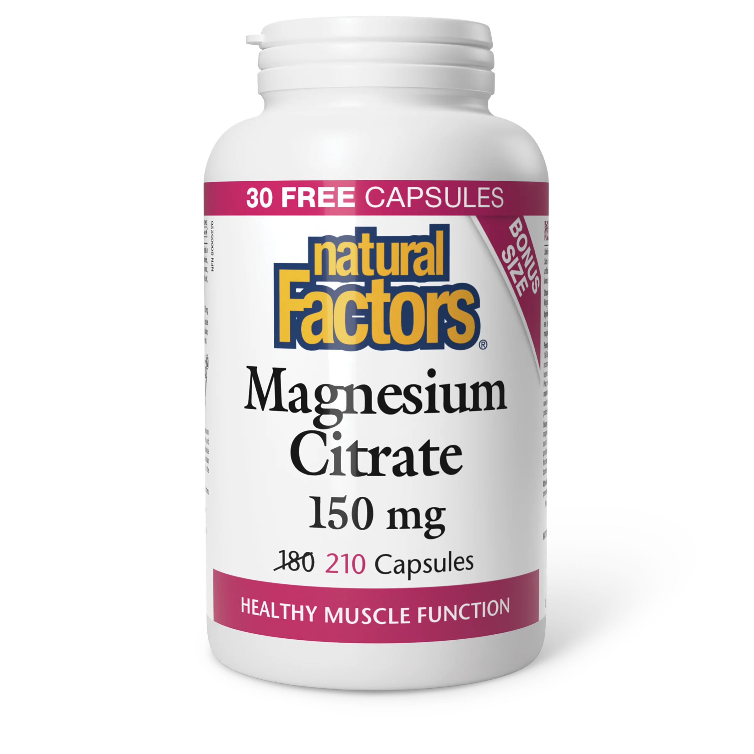 Natural Factors - Magnesium Citrate - 150 mg - Bonus Size