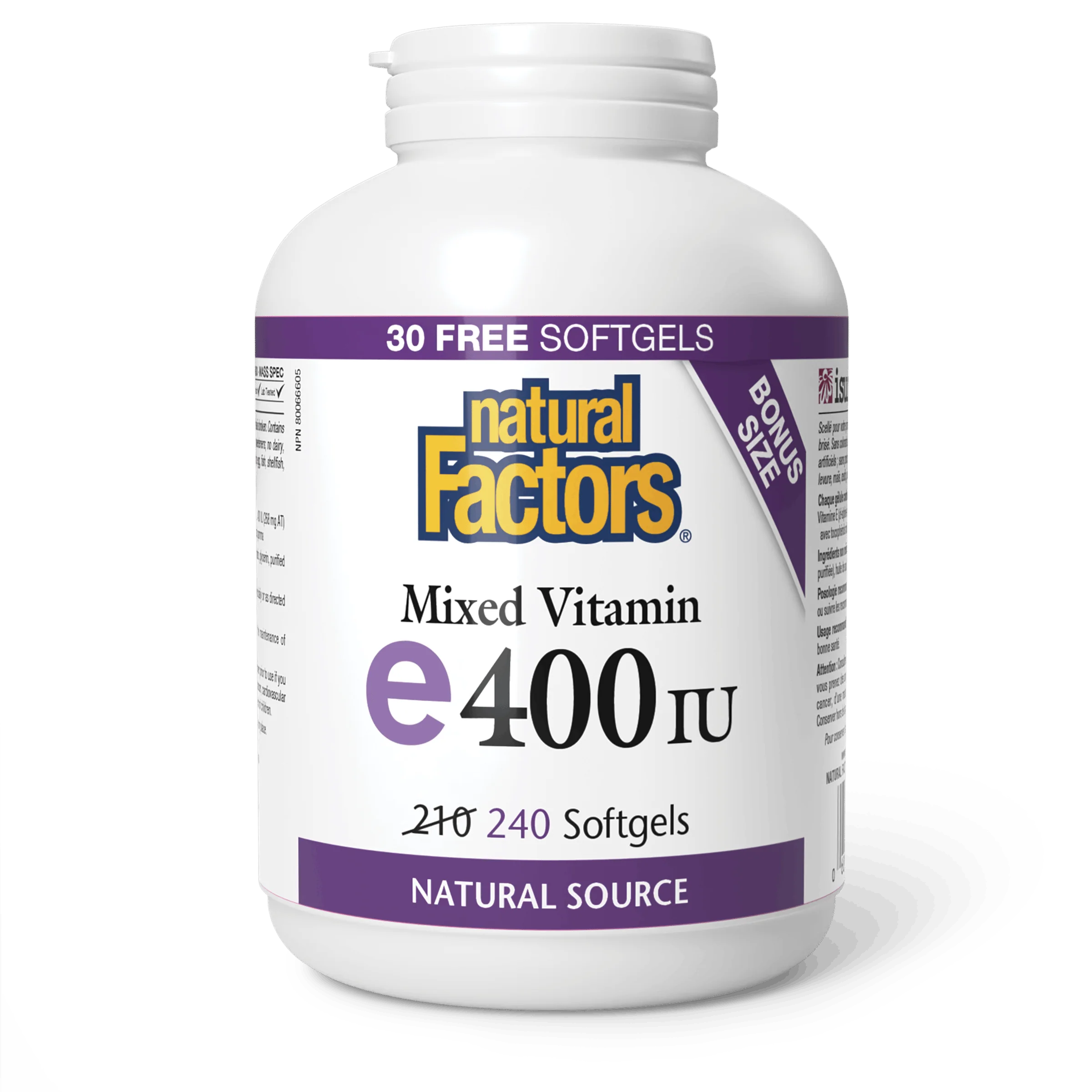 Natural Factors - Vitamin E Mixed 400 IU - Bonus Size