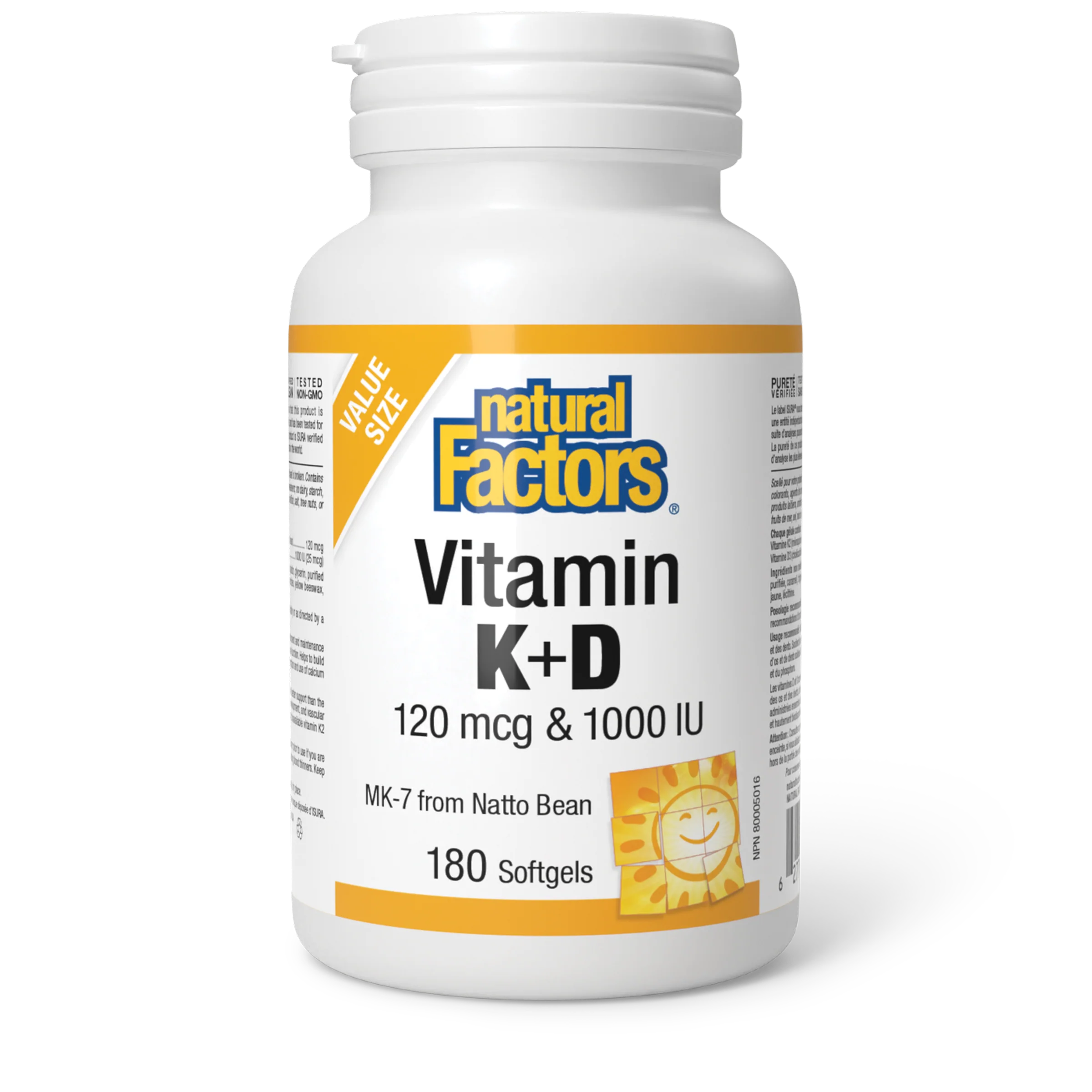 Natural Factors - Vitamin K + D - Bonus Size