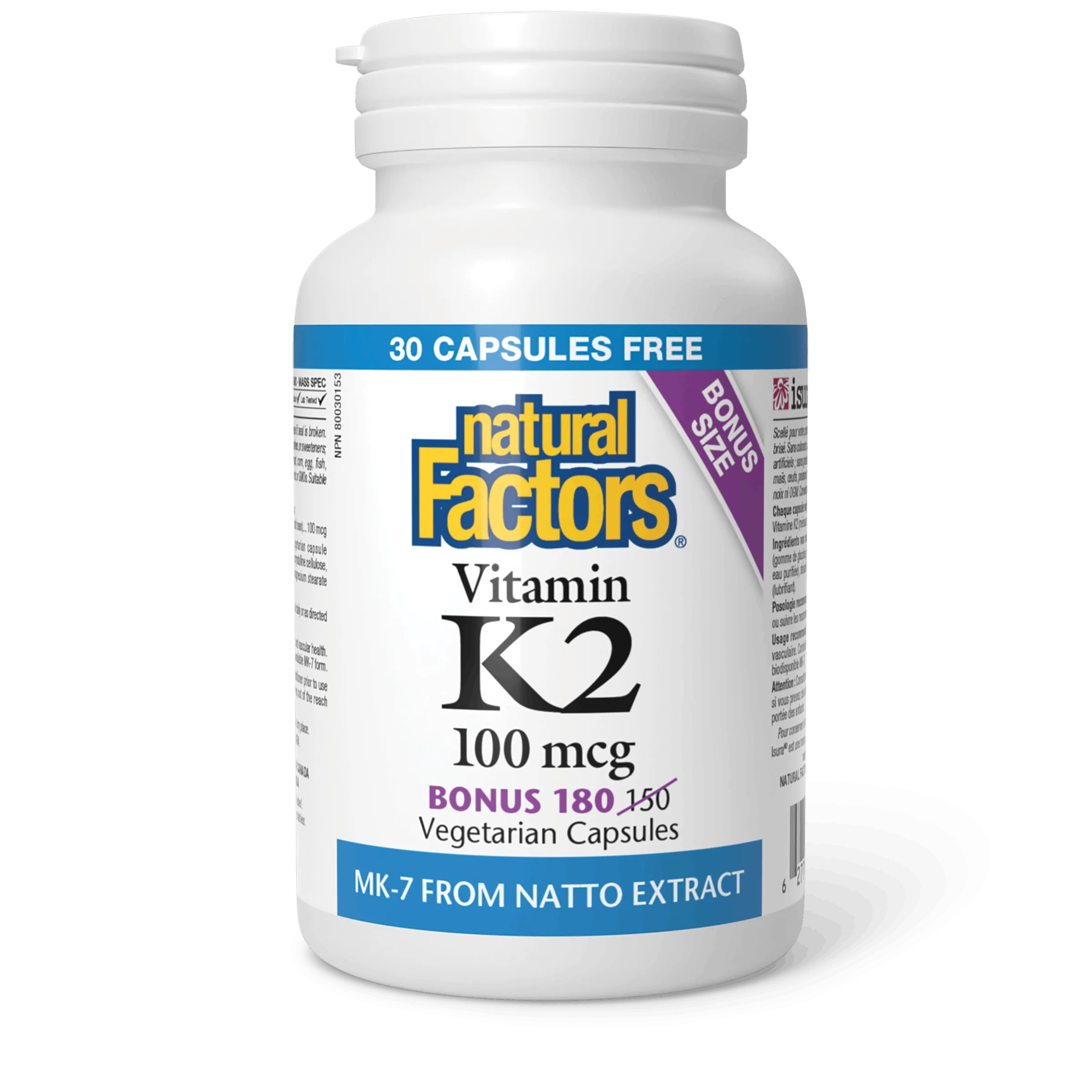 Natural Factors - Vitamin K2 - 100 mcg - Bonus Size