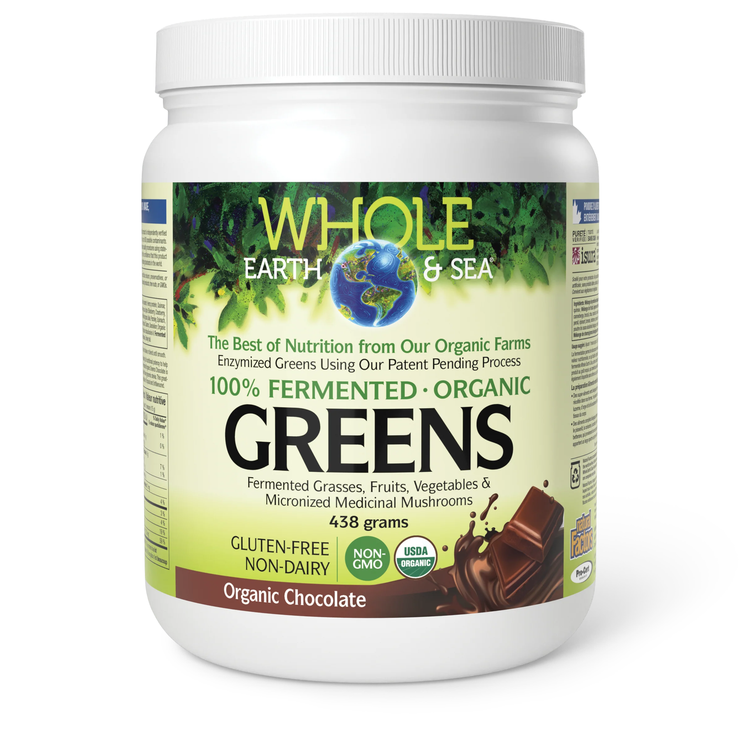 Natural Factors - Whole Earth & Sea Fermented Organic Greens - Chocolate*