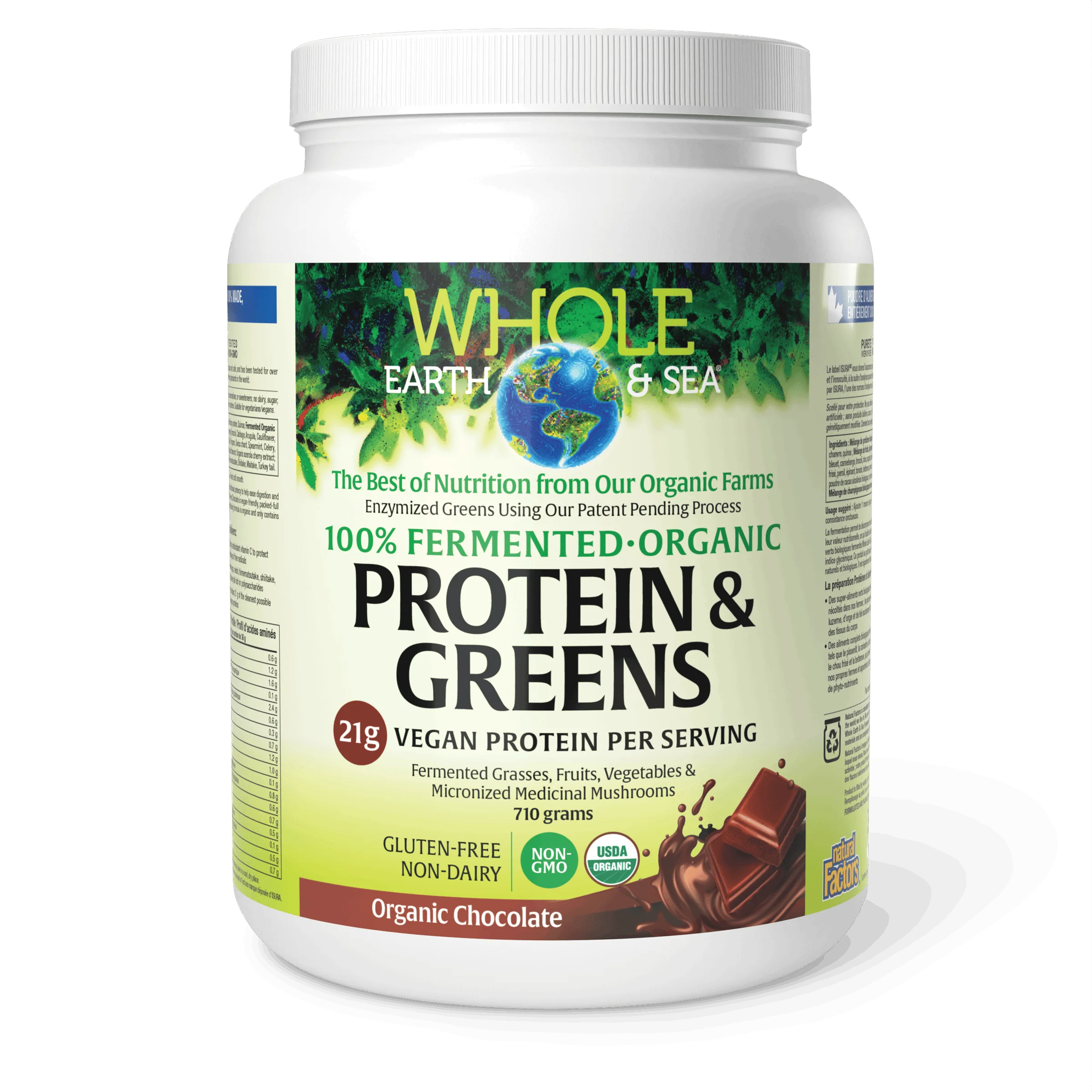 Natural Factors - Whole Earth & Sea Fermented Organic Protein & Greens - Chocolate