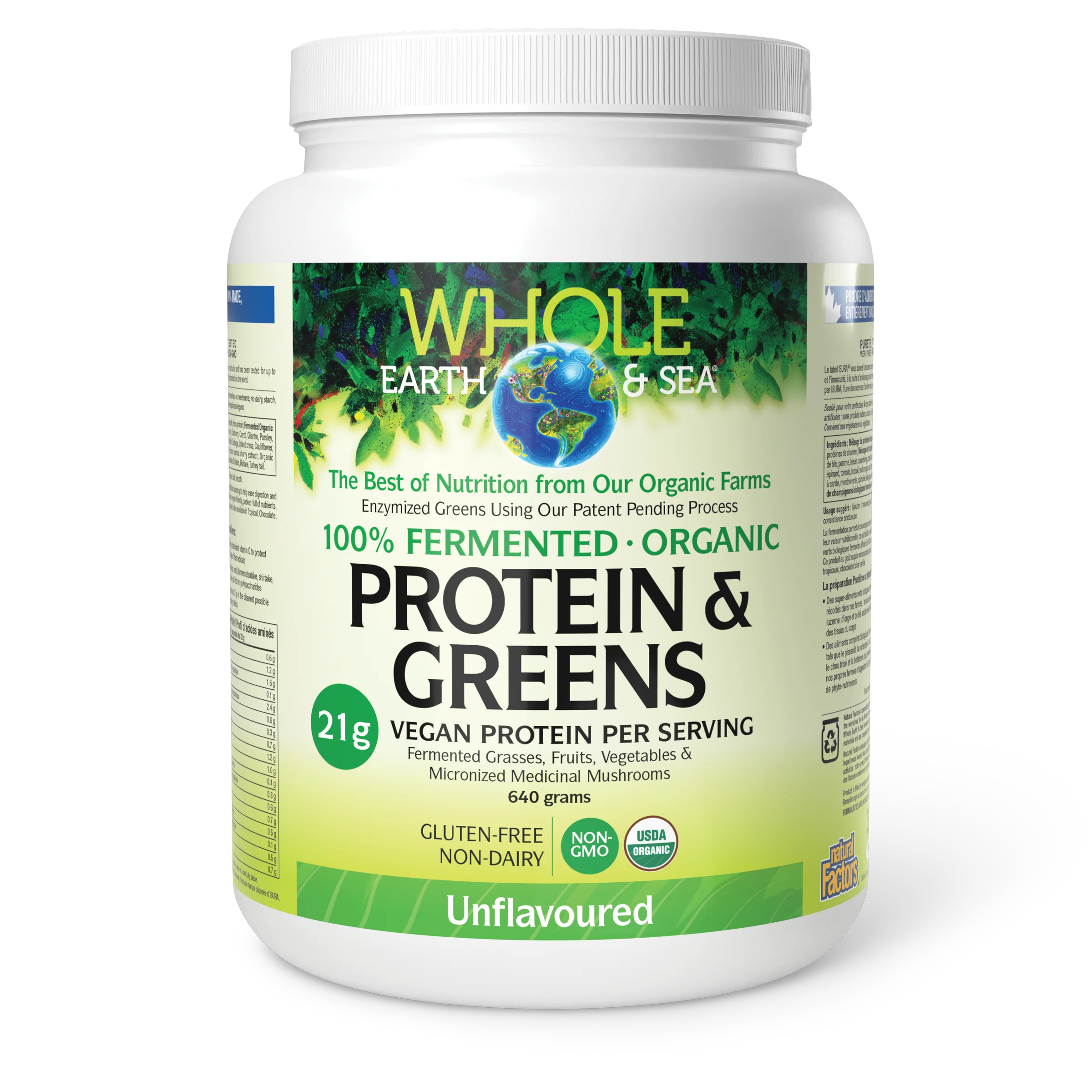 Natural Factors - Whole Earth & Sea Fermented Organic Protein & Greens - Unflavoured