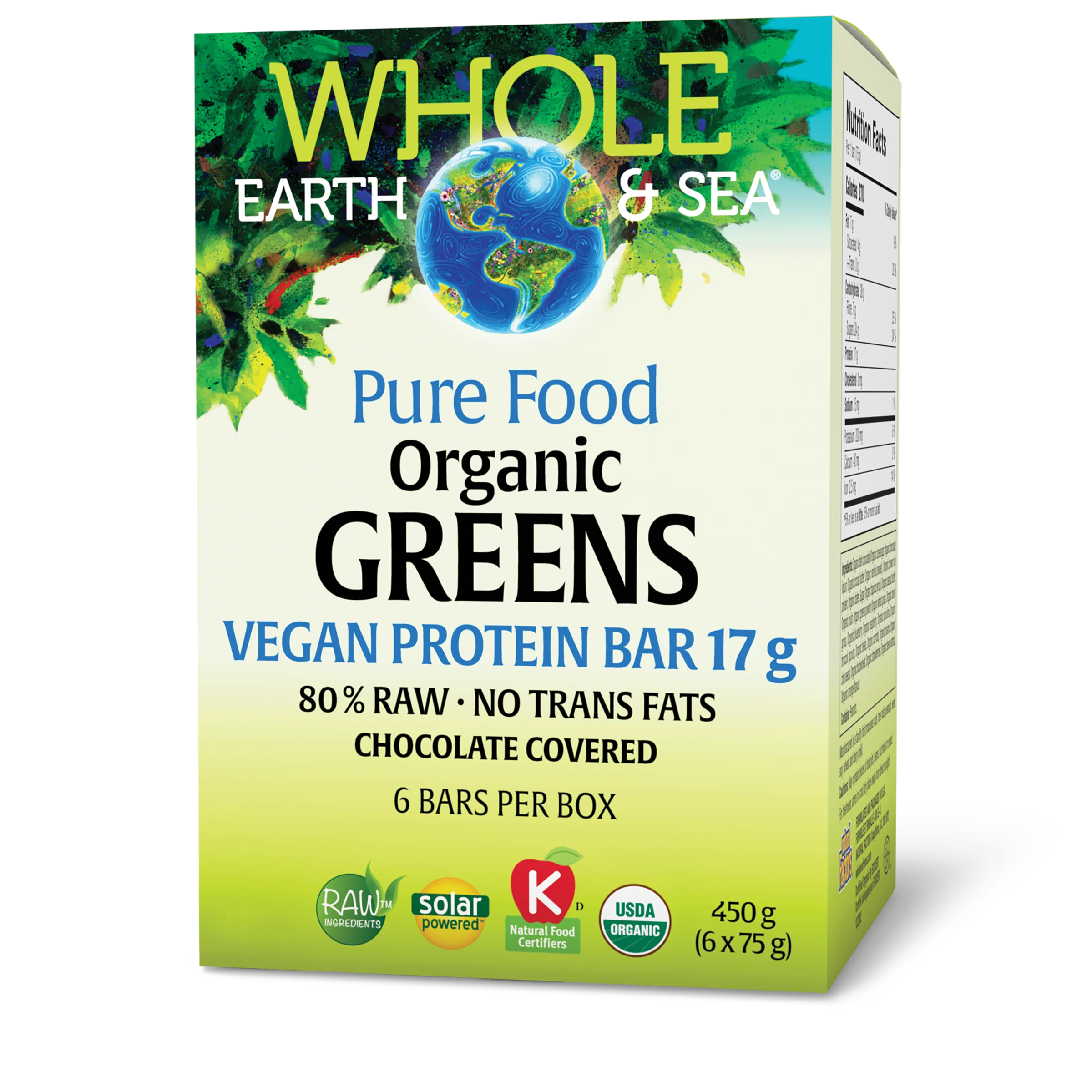 Natural Factors - Whole Earth & Sea Organic Vegan Greens Protein Bar