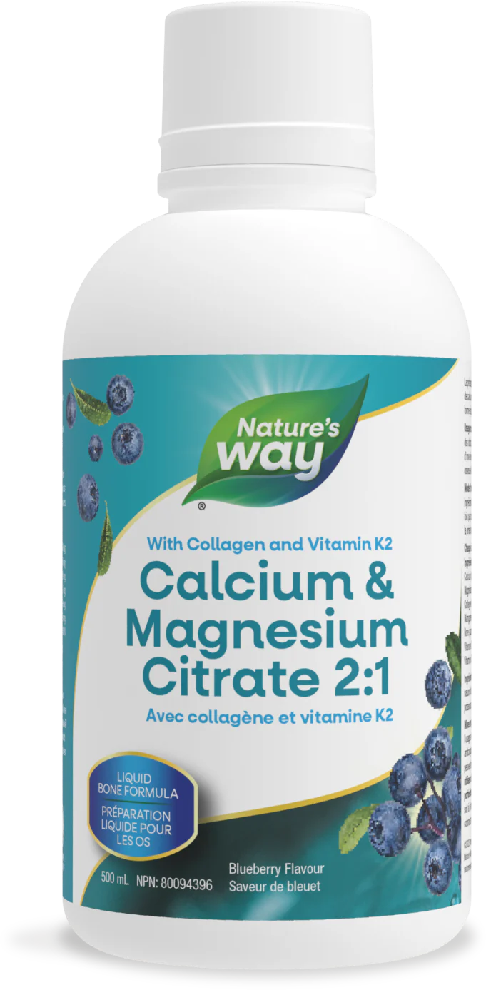Nature's Way - Calcium Magnesium 2:1 with Vit K2 & Collagen - Blueberry
