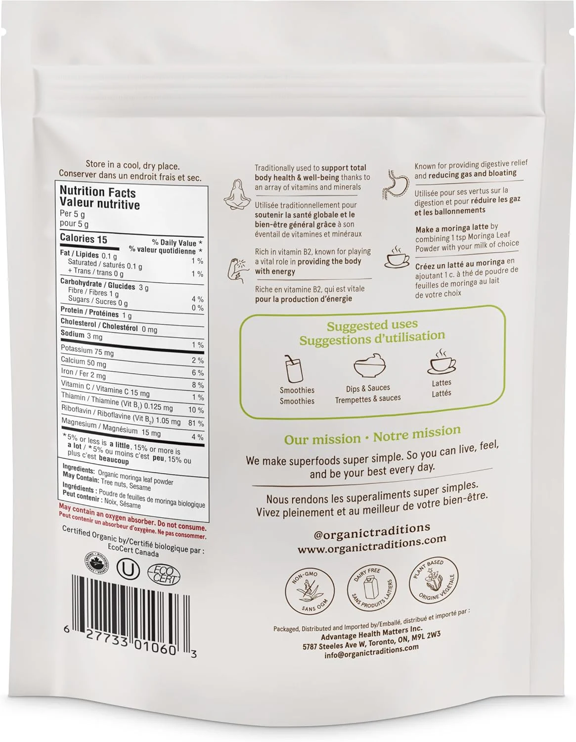 Organic Traditions - Moringa Leaf Powder - Image 2