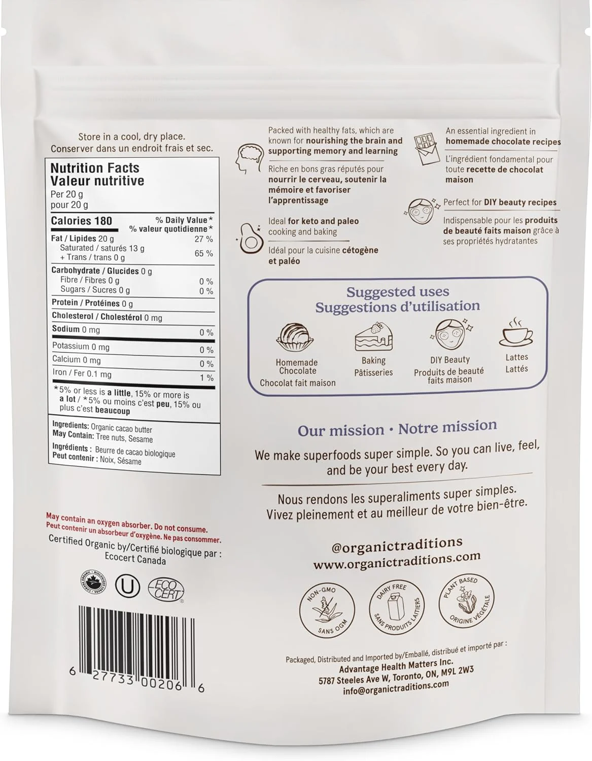 Organic Traditions - Cacao Butter - Image 2